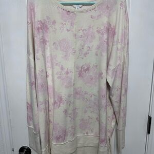 Time and Tru Pink Floral Women's Sweater